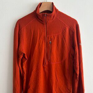 Icebreaker GT Orange Red Half Zip Merino Wool Base Layer/ Sweater -Small